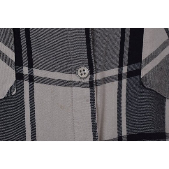 Jacks Girlfriend Womens Plaid Rayon Button Up Blouse Cuffed Sleeve size M - Picture 12 of 13